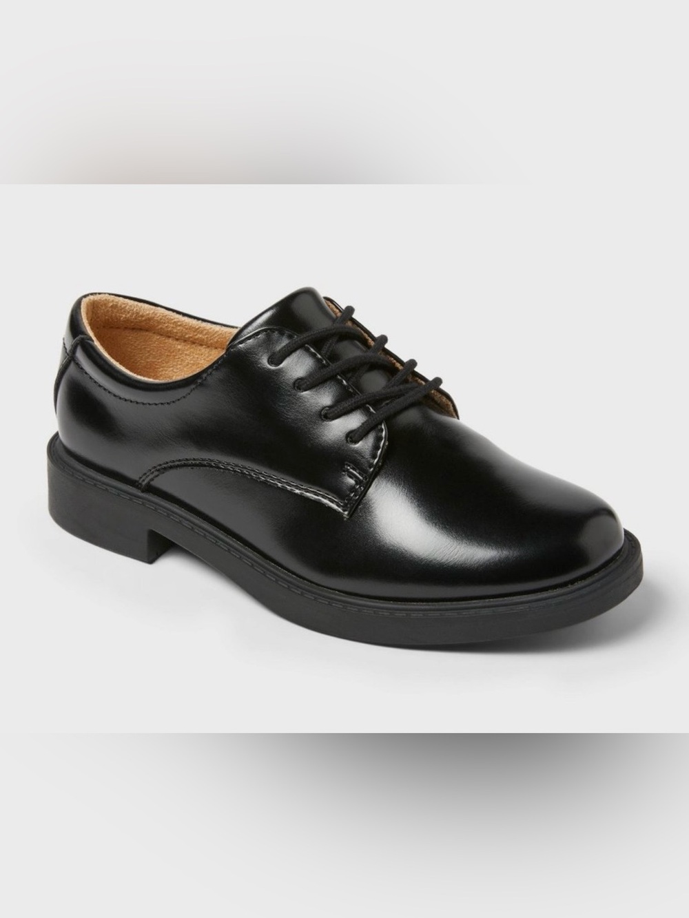 Cat & Jack Boys Black Lace Up Dress Shoes Size 4 Formal Special Occasion NWT